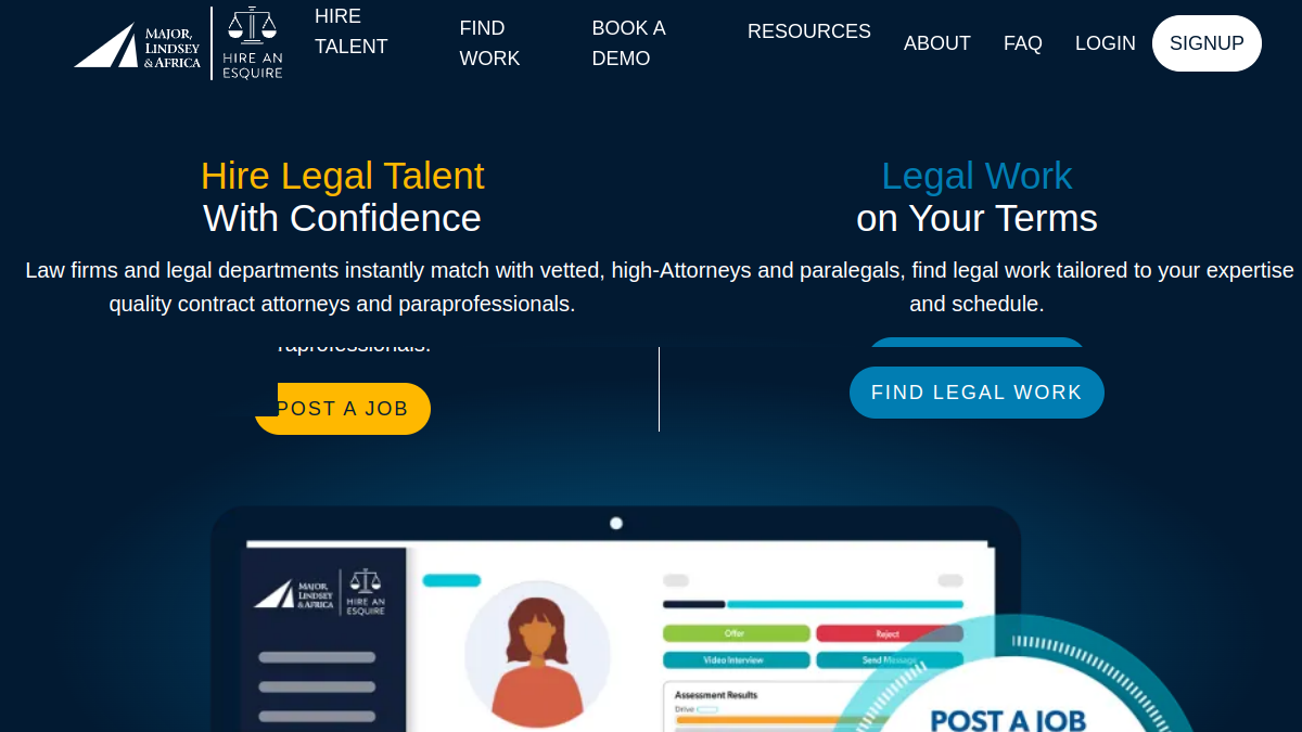 Hire an Esquire legal talent homepage