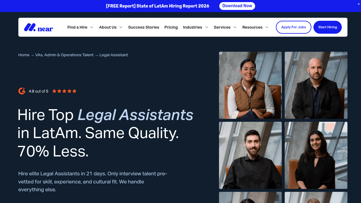 Hire With Near legal assistant hiring page