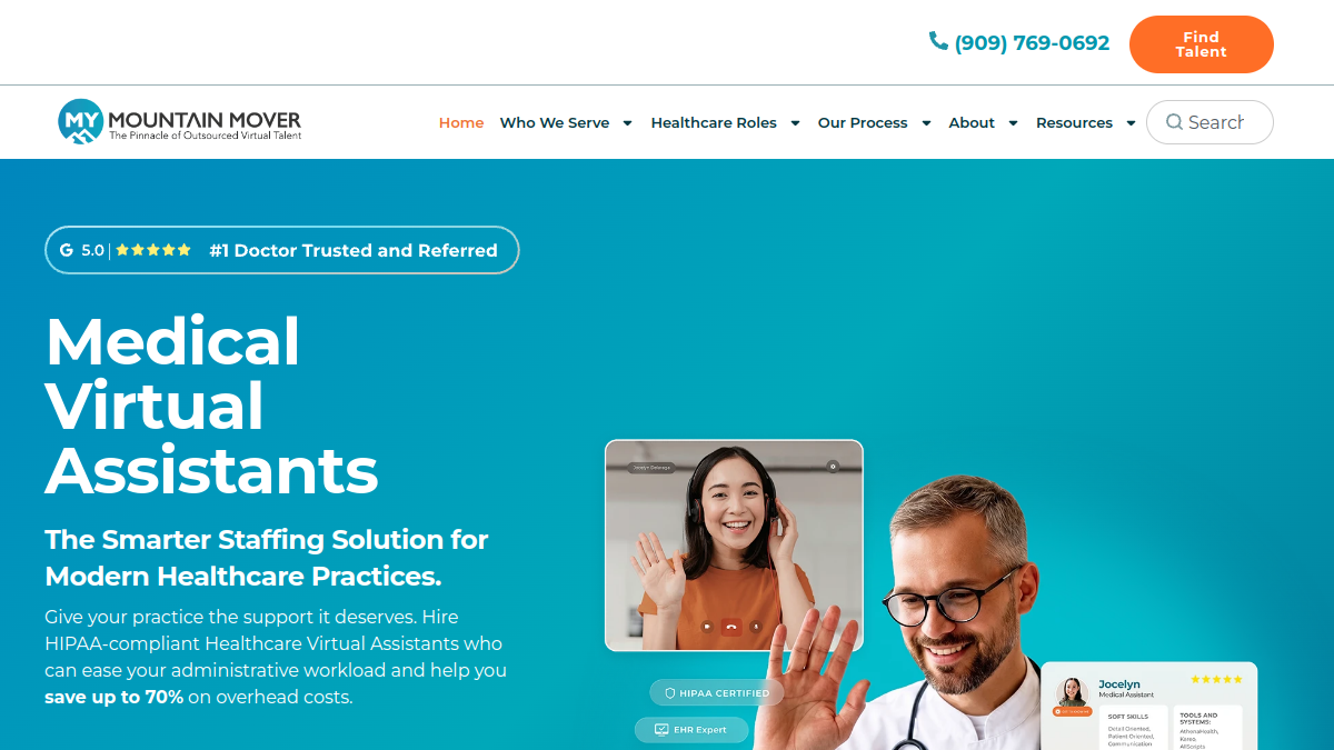 My Mountain Mover homepage - healthcare virtual assistant company