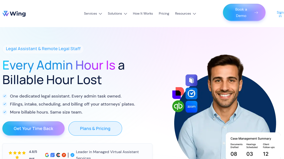 Wing Assistant legal assistant services page